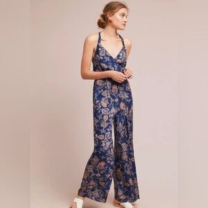 ETT:TWA Anthropologie Blue Floral Jumpsuit